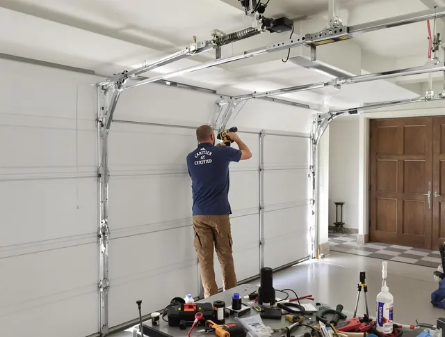 Brunswick Garage Door Repair certified technician performing precision garage door repair in Brunswick